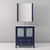 Lexora Volez 30" Navy Blue Single Vanity Cabinet, Integrated Top, White Integrated Square Sink and 28" Mirror w/ Faucet