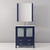Lexora Volez 30" Navy Blue Single Vanity Cabinet, Integrated Top, White Integrated Square Sink and 28" Mirror w/ Faucet