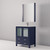 Lexora Volez 30" Navy Blue Single Vanity Cabinet, Integrated Top, White Integrated Square Sink and 28" Mirror w/ Faucet