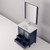 Lexora Volez 30" Navy Blue Single Vanity Cabinet, Integrated Top, White Integrated Square Sink and 28" Mirror w/ Faucet