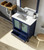 Lexora Volez 30" Navy Blue Single Vanity Cabinet, Integrated Top, White Integrated Square Sink and 28" Mirror w/ Faucet