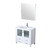 Lexora Volez 36" White Single Vanity Cabinet, Integrated Top, White Integrated Square Sink and 34" Mirror w/ Faucet
