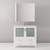 Lexora Volez 36" White Single Vanity Cabinet, Integrated Top, White Integrated Square Sink and 34" Mirror w/ Faucet