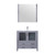 Lexora Volez 36" Dark Grey Single Vanity Cabinet, Integrated Top, White Integrated Square Sink and 34" Mirror w/ Faucet