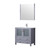 Lexora Volez 36" Dark Grey Single Vanity Cabinet, Integrated Top, White Integrated Square Sink and 34" Mirror w/ Faucet