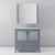 Lexora Volez 36" Dark Grey Single Vanity Cabinet, Integrated Top, White Integrated Square Sink and 34" Mirror w/ Faucet