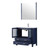 Lexora Volez 36" Navy Blue Single Vanity Cabinet, Integrated Top, White Integrated Square Sink and 34" Mirror w/ Faucet