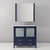 Lexora Volez 36" Navy Blue Single Vanity Cabinet, Integrated Top, White Integrated Square Sink and 34" Mirror w/ Faucet