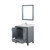 Lexora Ziva 30" Dark Grey Single Vanity Cabinet, Cultured Marble Top, White Square Sink and 28" Mirror w/ Faucet