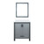 Lexora Ziva 30" Dark Grey Single Vanity Cabinet, Cultured Marble Top, White Square Sink and 28" Mirror