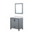 Lexora Ziva 30" Dark Grey Single Vanity Cabinet, Cultured Marble Top, White Square Sink and 28" Mirror