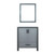 Lexora Ziva 30" Dark Grey Single Vanity Cabinet, no Top and 28" Mirror
