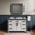 Lexora Ziva 48" White Single Vanity Cabinet, Cultured Marble Top, White Square Sink and 34" Mirror w/ Faucet