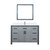 Lexora Ziva 48" Dark Grey Single Vanity Cabinet, Cultured Marble Top, White Square Sink and 34" Mirror w/ Faucet