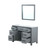 Lexora Ziva 48" Dark Grey Single Vanity, Cultured Marble Top, White Square Sink and 34" Mirror