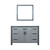 Lexora Ziva 48" Dark Grey Single Vanity, Cultured Marble Top, White Square Sink and 34" Mirror