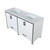 Lexora Ziva 60" White Double Vanity, Cultured Marble Top, White Square Sink and no Mirror