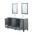 Lexora Ziva 60" Dark Grey Double Vanity, Cultured Marble Top, White Square Sink and 22" Mirrors w/ Faucet