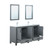 Lexora Ziva 60" Dark Grey Double Vanity, Cultured Marble Top, White Square Sink and 22" Mirrors w/ Faucet