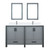 Lexora Ziva 60" Dark Grey Double Vanity Cabinet, Cultured Marble Top, White Square Sink and 22" Mirrors w/ Faucet
