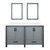 Lexora Ziva 60" Dark Grey Double Vanity Cabinet, Cultured Marble Top, White Square Sink and 22" Mirrors