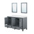 Lexora Ziva 60" Dark Grey Double Vanity Cabinet, Cultured Marble Top, White Square Sink and 22" Mirrors