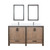 Lexora Ziva 60" Rustic Barnwood Double Vanity Cabinet, Cultured Marble Top, White Square Sink and 22" Mirrors w/ Faucet