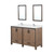 Lexora Ziva 60" Rustic Barnwood Double Vanity Cabinet, Cultured Marble Top, White Square Sink and 22" Mirrors w/ Faucet