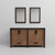 Lexora Ziva 60" Rustic Barnwood Double Vanity Cabinet, Cultured Marble Top, White Square Sink and 22" Mirrors