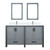 Lexora Ziva 72" Dark Grey Double Vanity Cabinet, Cultured Marble Top, White Square Sink and 30" Mirrors w/ Faucet