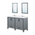 Lexora Ziva 72" Dark Grey Double Vanity Cabinet, Cultured Marble Top, White Square Sink and 30" Mirrors w/ Faucet