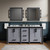 Lexora Ziva 72" Dark Grey Double Vanity Cabinet, Cultured Marble Top, White Square Sink and 30" Mirrors w/ Faucet