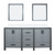 Lexora Ziva 72" Dark Grey Double Vanity Cabinet, Cultured Marble Top, White Square Sink and 30" Mirrors