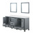 Lexora Ziva 72" Dark Grey Double Vanity Cabinet, Cultured Marble Top, White Square Sink and 30" Mirrors