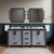 Lexora Ziva 72" Dark Grey Double Vanity Cabinet, Cultured Marble Top, White Square Sink and no Mirror