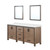 Lexora Ziva 72" Rustic Barnwood Double Vanity Cabinet, Cultured Marble Top, White Square Sink and 30" Mirrors