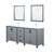 Lexora Ziva 80" Dark Grey Double Vanity, Cultured Marble Top, White Square Sink and 30" Mirrors w/ Faucet