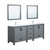 Lexora Ziva 84" Dark Grey Double Vanity, Cultured Marble Top, White Square Sink and 34" Mirrors w/ Faucet