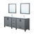 Lexora Ziva 84" Dark Grey Double Vanity, Cultured Marble Top, White Square Sink and 34" Mirrors w/ Faucet