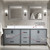 Lexora Ziva 84" Dark Grey Double Vanity Cabinet, Cultured Marble Top, White Square Sink and 34" Mirrors w/ Faucet