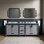 Lexora Ziva 84" Dark Grey Double Vanity Cabinet, Cultured Marble Top, White Square Sink and 34" Mirrors