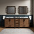Lexora Ziva 84" Rustic Barnwood Double Vanity Cabinet, Cultured Marble Top, White Square Sink and no Mirror