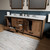 Lexora Ziva 84" Rustic Barnwood Double Vanity Cabinet, Cultured Marble Top, White Square Sink and no Mirror