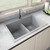 Ruvati 33 x 22 inch epiGranite Drop-in TopMount Granite Composite Double Bowl Low Divide Kitchen Sink - Silver Gray - RVG1385GR