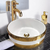 Maison De Philip STR-SINK-WGD White & Gold Round Vessel Sink 15-3/4"