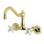 Kingston Brass KS3222PX Vintage 6" Adjustable Center Wall Mount Kitchen Faucet, Polished Brass