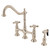 Kingston Brass KS1276AXBS Heritage Bridge Kitchen Faucet with Brass Sprayer, Polished Nickel