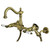 Kingston Brass KS1263PLBS Heritage Wall Mount Bridge Kitchen Faucet with Brass Sprayer, Antique Brass