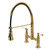 Kingston Brass Gourmetier GS1277PL Heritage Two Handle Deck-Mount Pull-Down Sprayer Kitchen Faucet, Brushed Brass