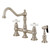 Kingston Brass KS3278PXBS Restoration 8" Bridge Kitchen Faucet with Sprayer, Brushed Nickel